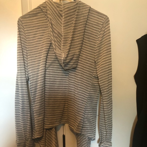 Fluxus Gray Stripe Hooded Cardigan Small - Picture 5 of 5